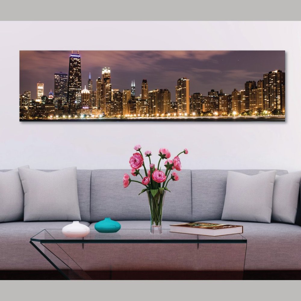 Custom Skyline Canvas Wrap 30"x8" - Chicago - LA - New York - Any city you need.